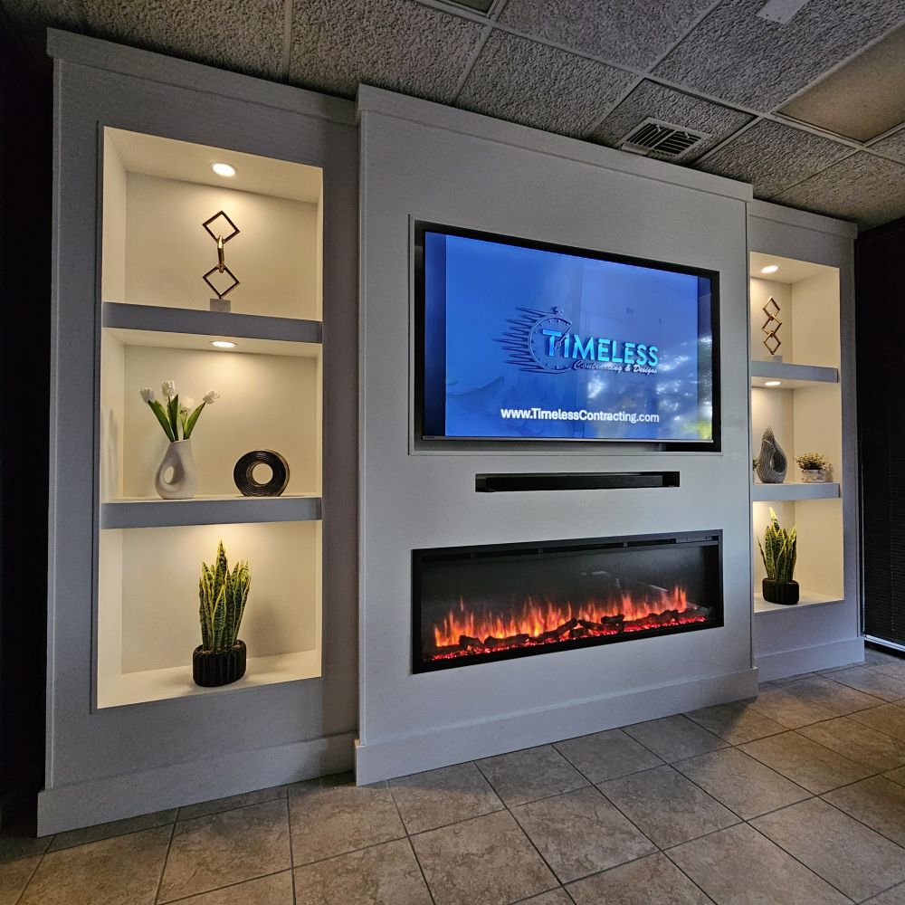 media wall with fireplace