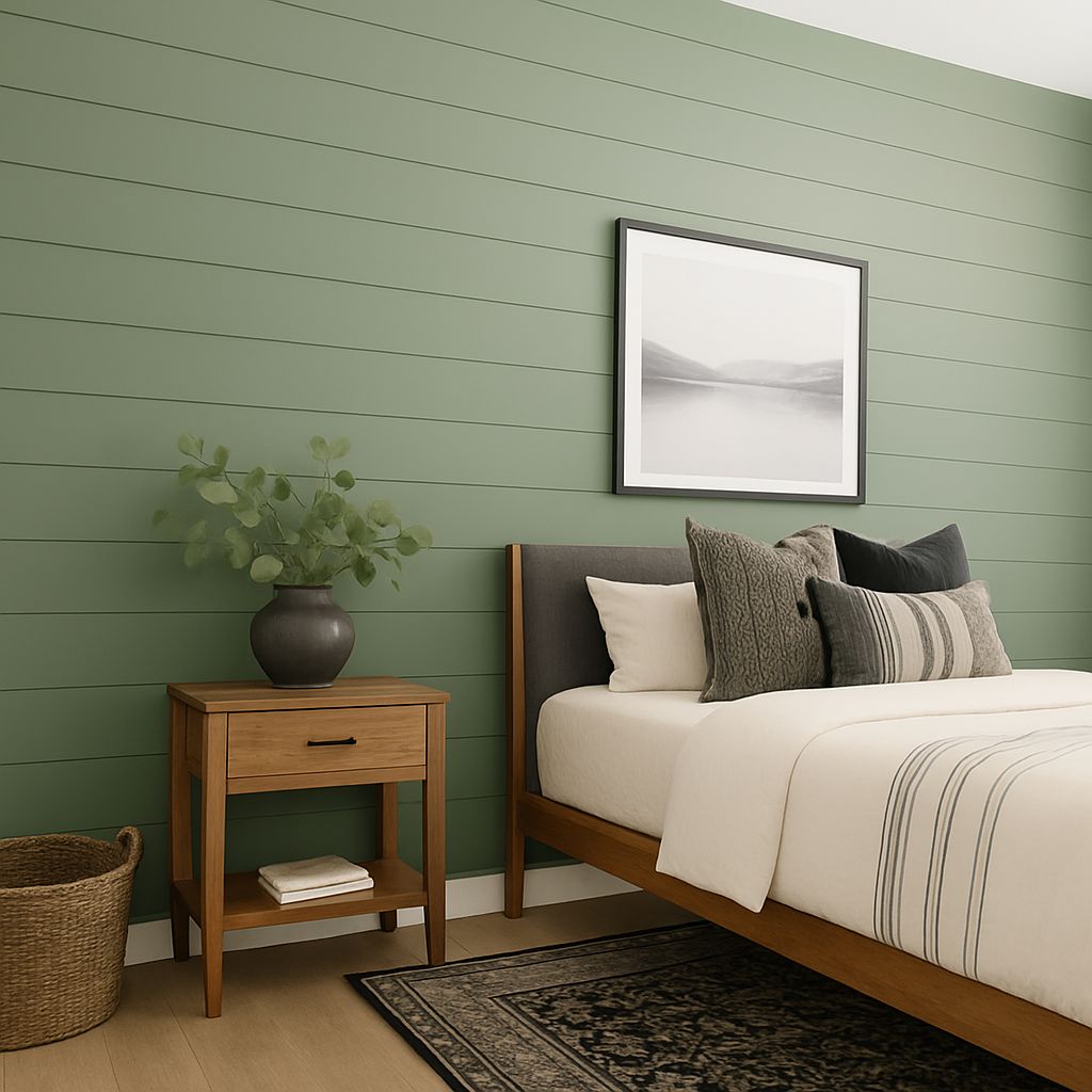 Shiplap Wall in Bedroom