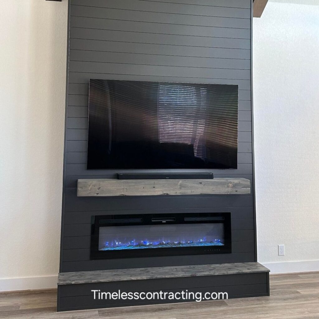 horizontal shiplap with hearth