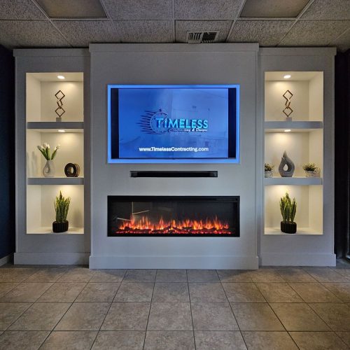 media wall with fireplace